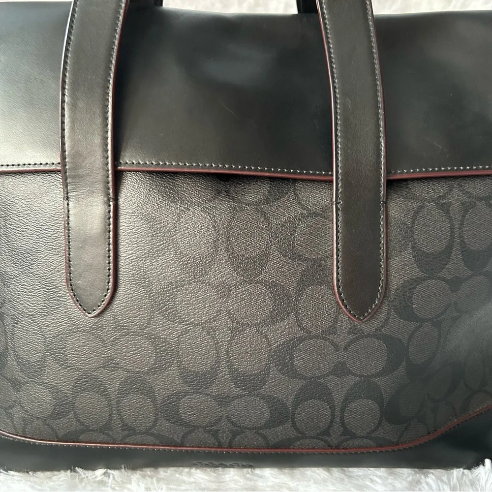 Coach Leather Hamilton Portfolio Brief Briefcase Laptop Signature Monogram Bag
